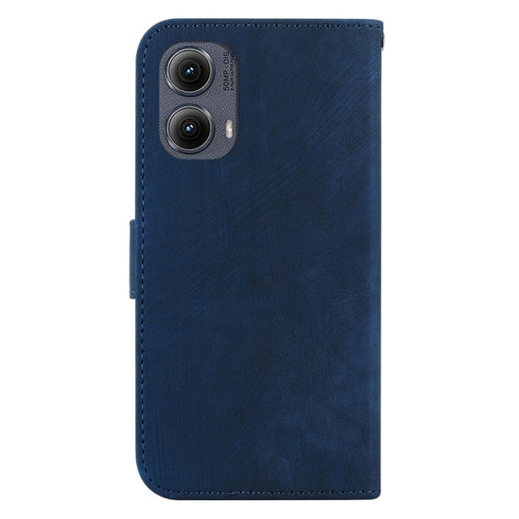 For Motorola Edge 2024 Little Tiger Embossed Leather Phone Case(Dark Blue)