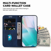 For Motorola Edge 2024 Little Tiger Embossed Leather Phone Case(Dark Blue)