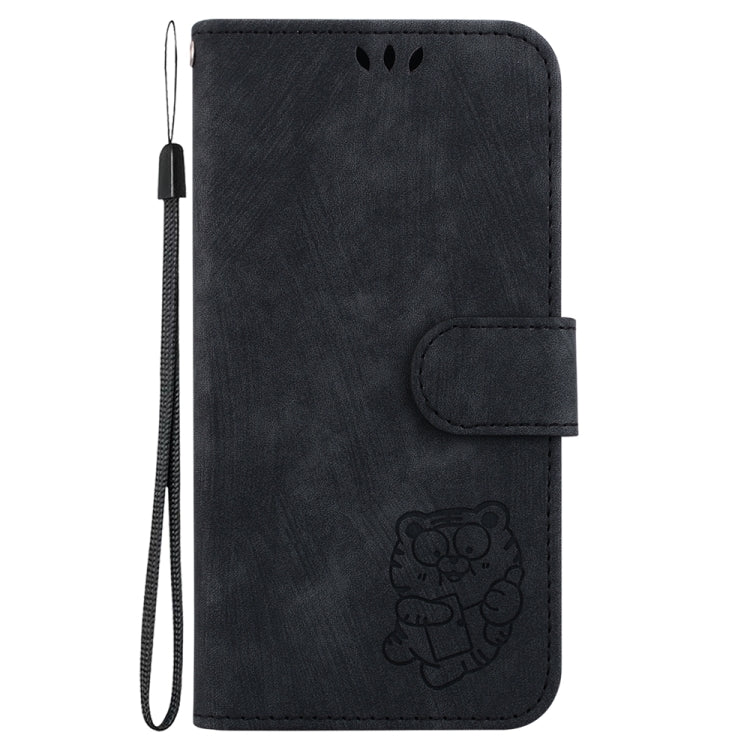 For Motorola Edge 2024 Little Tiger Embossed Leather Phone Case(Black)