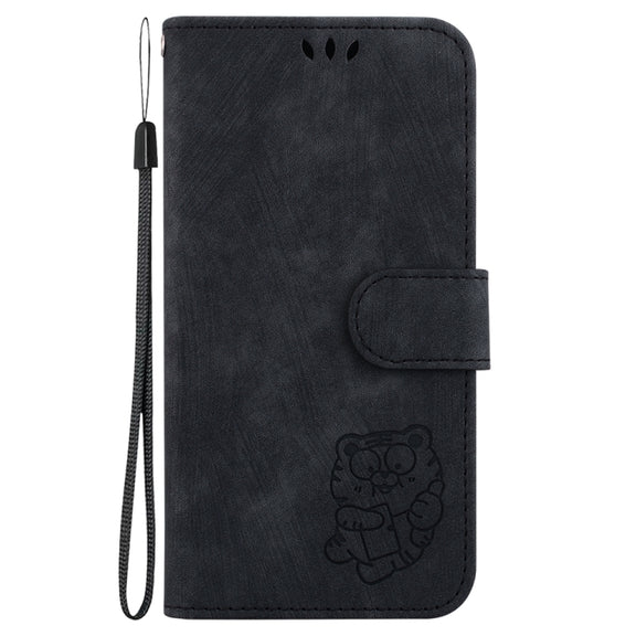For Motorola Edge 2024 Little Tiger Embossed Leather Phone Case(Black)