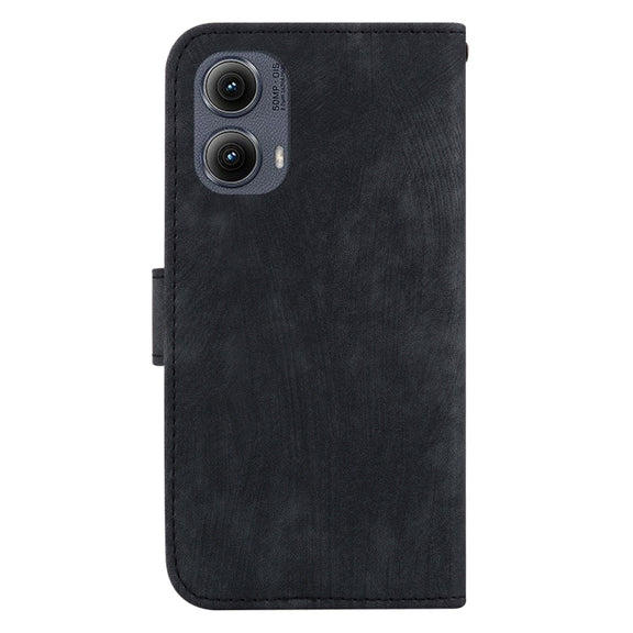 For Motorola Edge 2024 Little Tiger Embossed Leather Phone Case(Black)