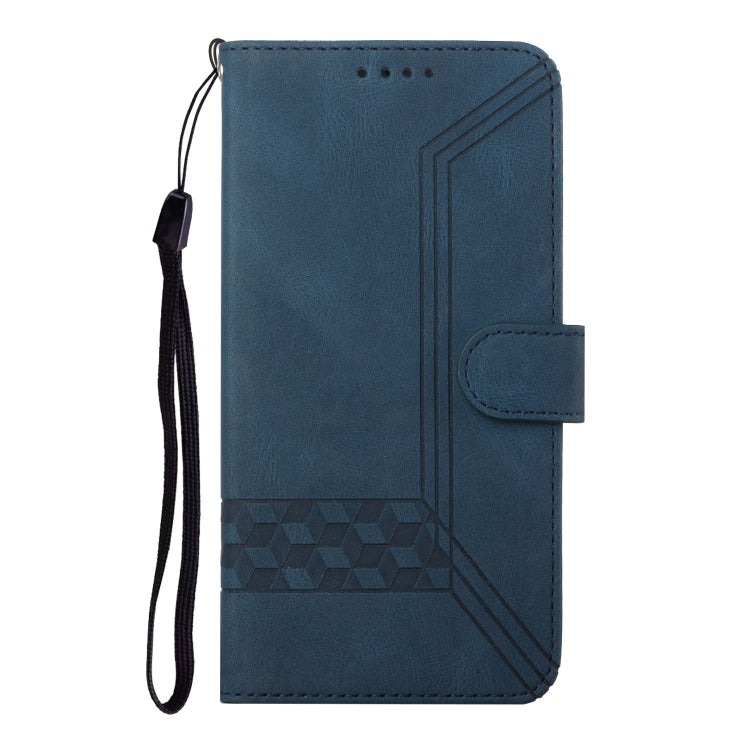 For iPhone 16 Pro Max Cubic Skin Feel Flip Leather Phone Case(Blue)