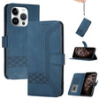 For iPhone 16 Pro Cubic Skin Feel Flip Leather Phone Case(Blue) - iPhone 16 Pro Cases by PMC TechLife | Online Shopping South Africa | PMC TechLife | Buy Now Pay Later Mobicred