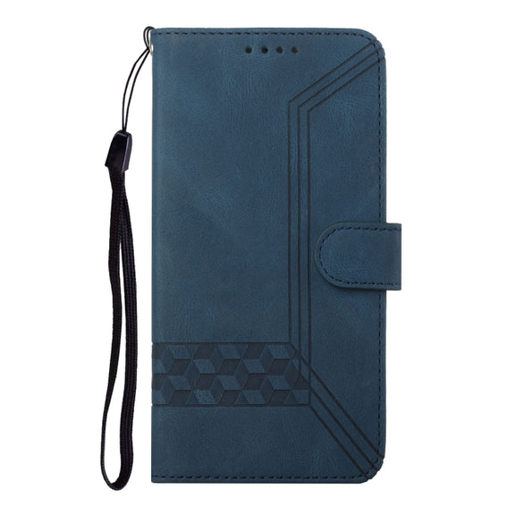 For iPhone 16 Pro Cubic Skin Feel Flip Leather Phone Case(Blue)