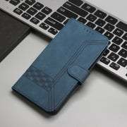 For iPhone 16 Plus Cubic Skin Feel Flip Leather Phone Case(Blue)
