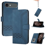 For iPhone 17 Air Cubic Skin Feel Flip Leather Phone Case(Blue)