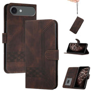 For iPhone 17 Air Cubic Skin Feel Flip Leather Phone Case(Brown)
