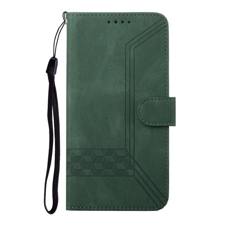 For iPhone 17 Cubic Skin Feel Flip Leather Phone Case(Green)