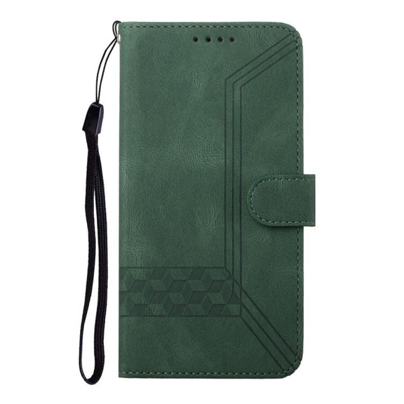 For iPhone 17 Cubic Skin Feel Flip Leather Phone Case(Green)