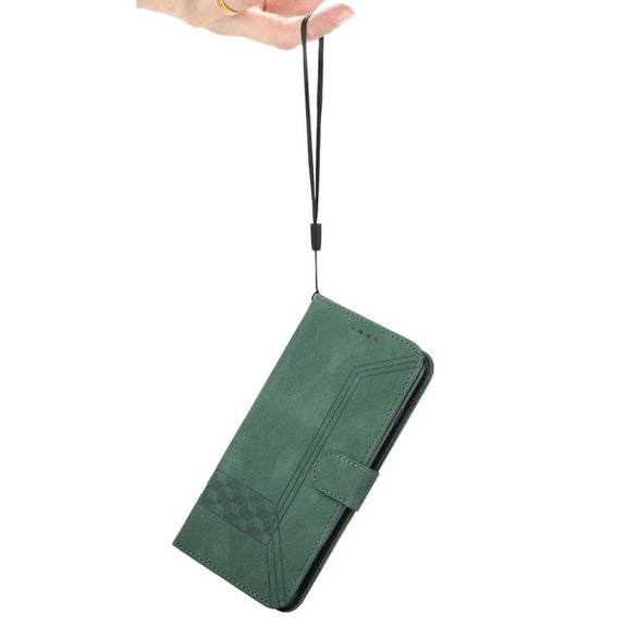 For iPhone 17 Cubic Skin Feel Flip Leather Phone Case(Green)