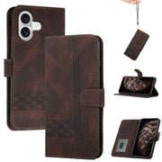 For iPhone 17 Cubic Skin Feel Flip Leather Phone Case(Brown)