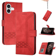 For iPhone 17 Cubic Skin Feel Flip Leather Phone Case(Red)