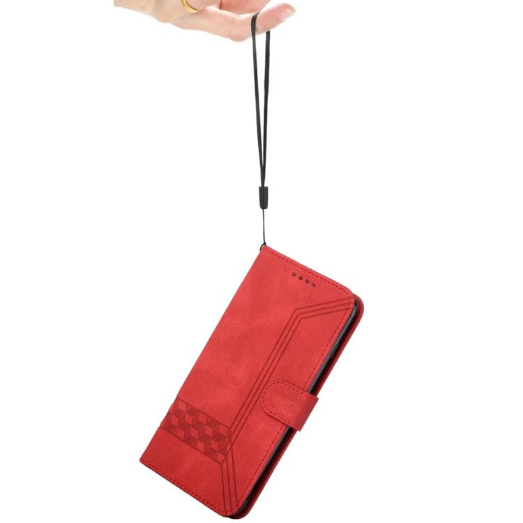 For iPhone 17 Cubic Skin Feel Flip Leather Phone Case(Red)