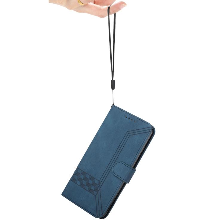 For iPhone 17 Pro Max Cubic Skin Feel Flip Leather Phone Case(Blue)