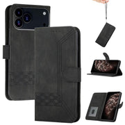 For iPhone 17 Pro Max Cubic Skin Feel Flip Leather Phone Case(Black)