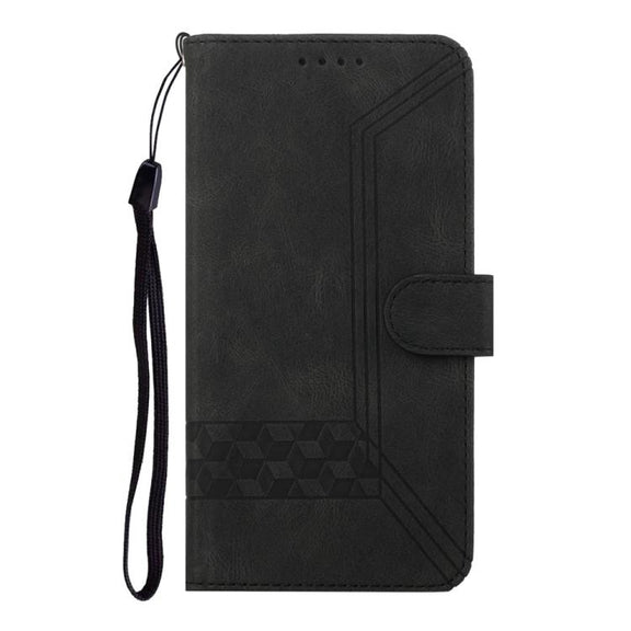 For iPhone 17 Pro Max Cubic Skin Feel Flip Leather Phone Case(Black)