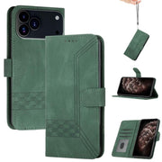 For iPhone 17 Pro Max Cubic Skin Feel Flip Leather Phone Case(Green)