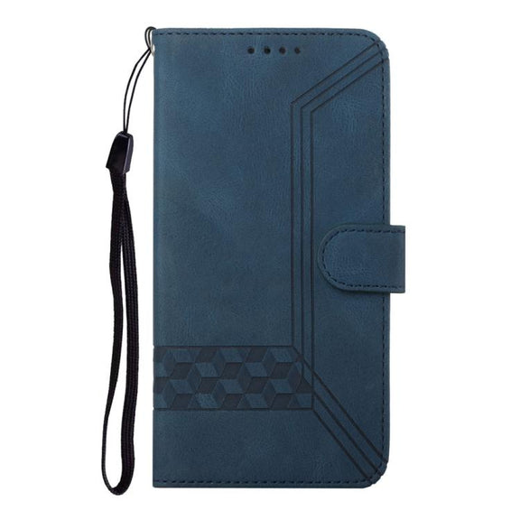 For iPhone 17 Pro Cubic Skin Feel Flip Leather Phone Case(Blue)