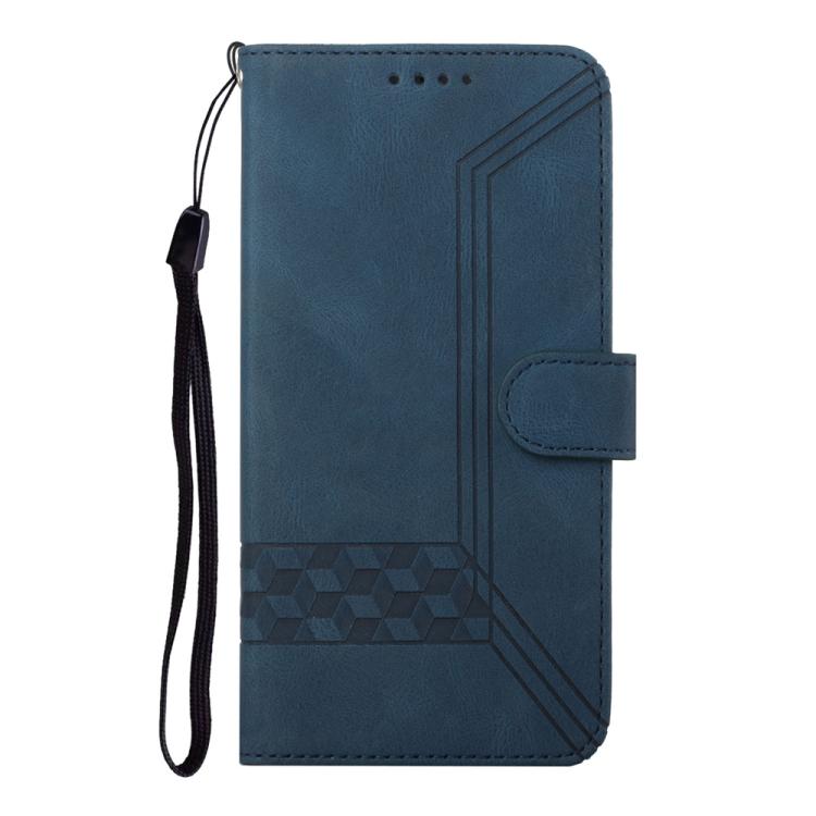 For iPhone 17 Pro Cubic Skin Feel Flip Leather Phone Case(Blue)