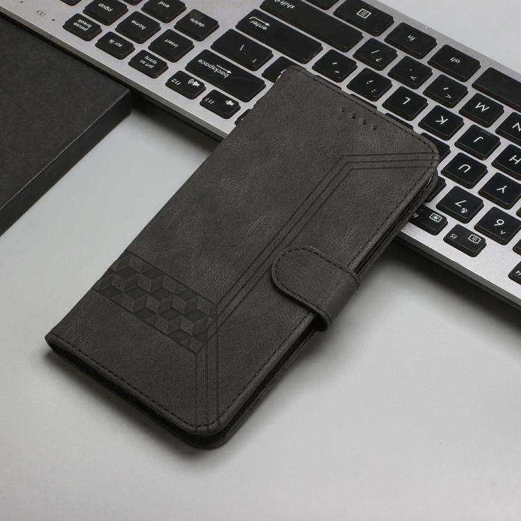 For iPhone 17 Pro Cubic Skin Feel Flip Leather Phone Case(Black)