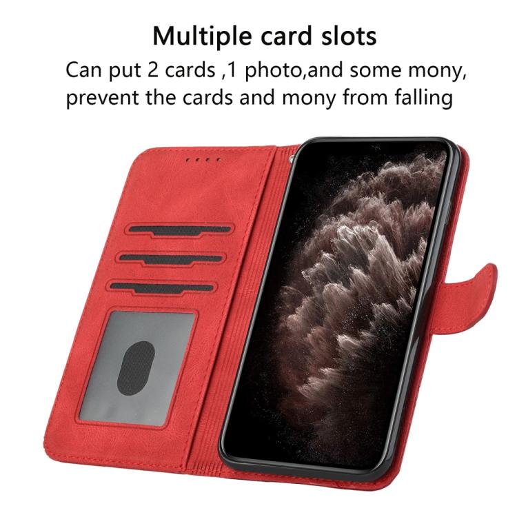 For iPhone 17 Pro Cubic Skin Feel Flip Leather Phone Case(Red)