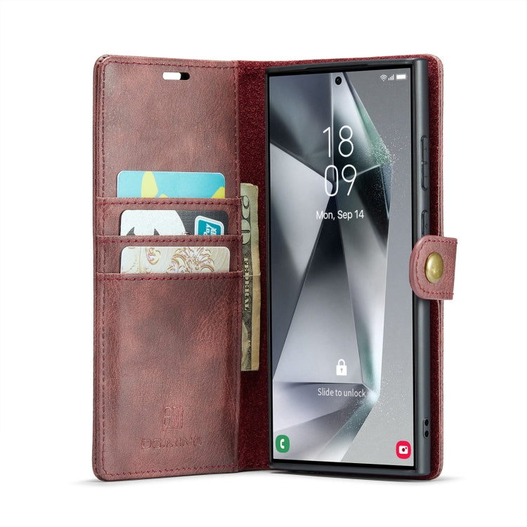 For Samsung Galaxy S24 Ultra 5G DG.MING Crazy Horse Texture Detachable Magnetic Leather Case(Red)