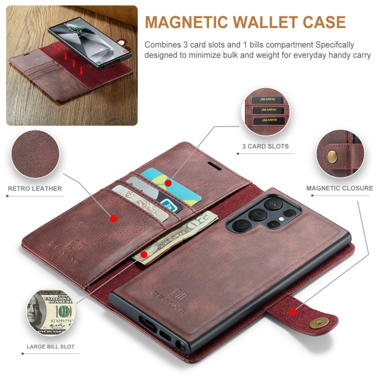 For Samsung Galaxy S24 Ultra 5G DG.MING Crazy Horse Texture Detachable Magnetic Leather Case(Red)