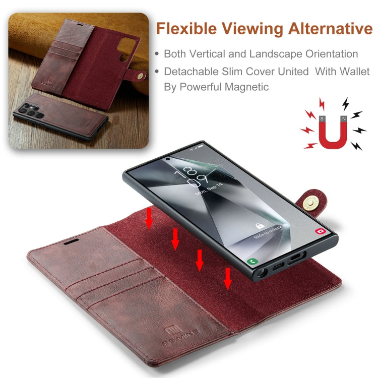 For Samsung Galaxy S24 Ultra 5G DG.MING Crazy Horse Texture Detachable Magnetic Leather Case(Red)