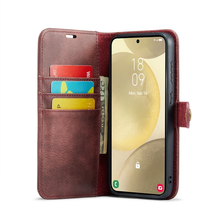 For Samsung Galaxy S24+ 5G DG.MING Crazy Horse Texture Detachable Magnetic Leather Case(Red)