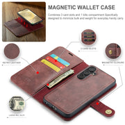 For Samsung Galaxy S24+ 5G DG.MING Crazy Horse Texture Detachable Magnetic Leather Case(Red)