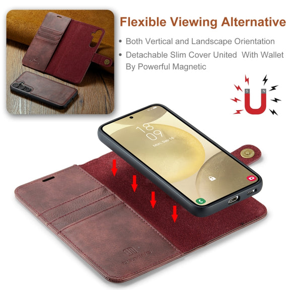 For Samsung Galaxy S24+ 5G DG.MING Crazy Horse Texture Detachable Magnetic Leather Case(Red)