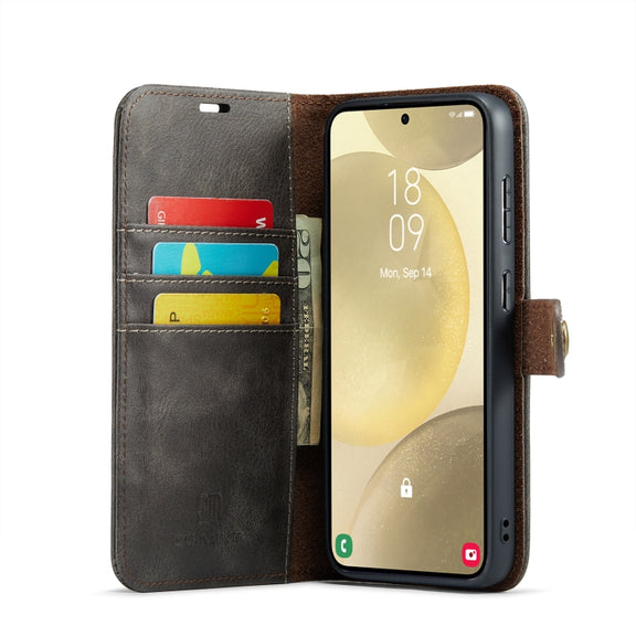 For Samsung Galaxy S24+ 5G DG.MING Crazy Horse Texture Detachable Magnetic Leather Case(Grey)