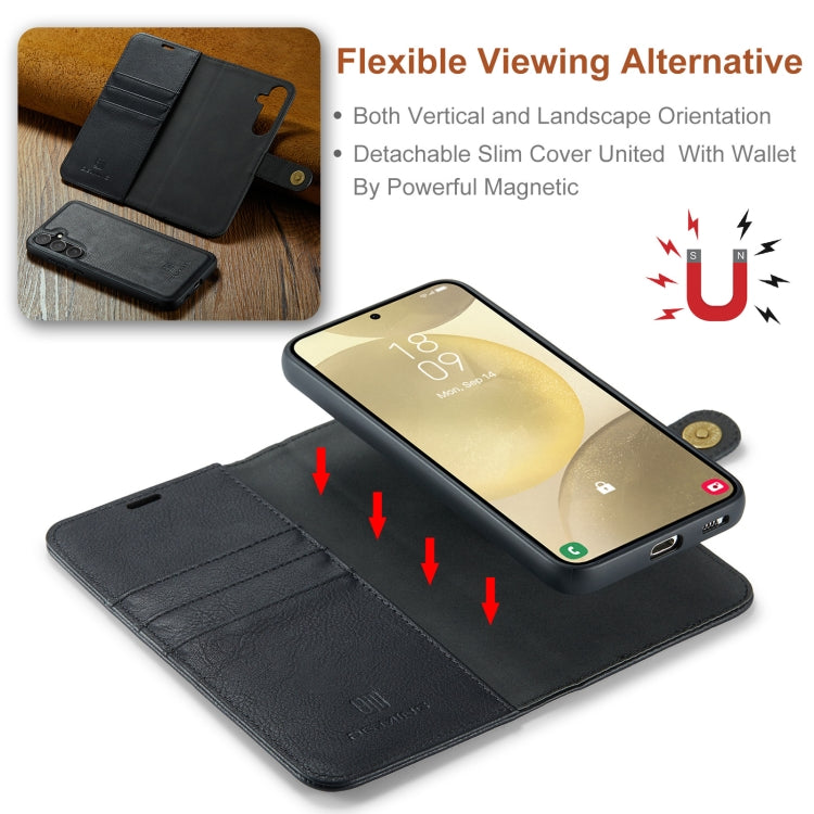 For Samsung Galaxy S24+ 5G DG.MING Crazy Horse Texture Detachable Magnetic Leather Case(Black)