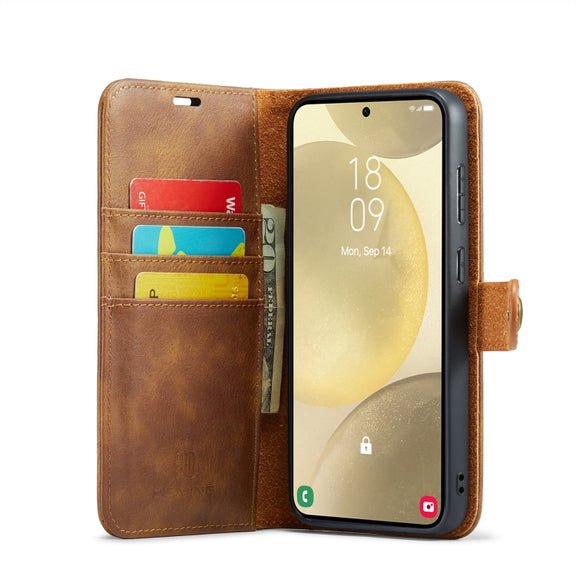 For Samsung Galaxy S24 5G DG.MING Crazy Horse Texture Detachable Magnetic Leather Case(Brown)