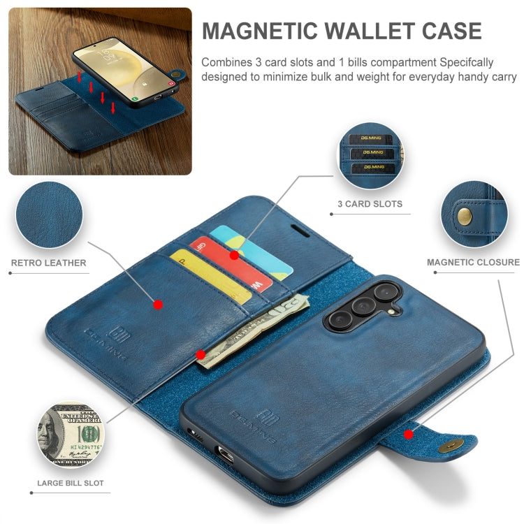For Samsung Galaxy S24 5G DG.MING Crazy Horse Texture Detachable Magnetic Leather Case(Blue)