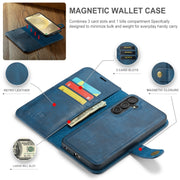 For Samsung Galaxy S24 5G DG.MING Crazy Horse Texture Detachable Magnetic Leather Case(Blue)