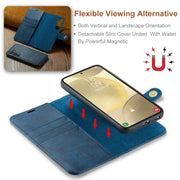 For Samsung Galaxy S24 5G DG.MING Crazy Horse Texture Detachable Magnetic Leather Case(Blue)
