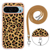 For Google Pixel 9 / 9 Pro Electroplating Dual-side IMD Phone Case with Lanyard(Leopard Print)