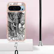 For Google Pixel 9 / 9 Pro Electroplating Dual-side IMD Phone Case with Lanyard(Totem Elephant)