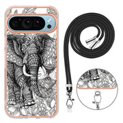 For Google Pixel 9 / 9 Pro Electroplating Dual-side IMD Phone Case with Lanyard(Totem Elephant)