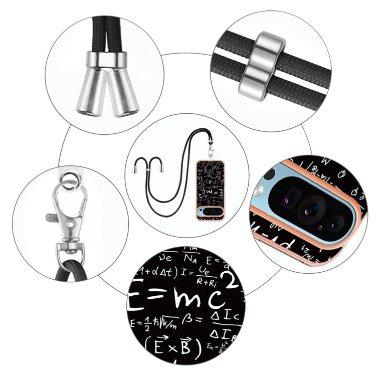 For Google Pixel 9 / 9 Pro Electroplating Dual-side IMD Phone Case with Lanyard(Equation)