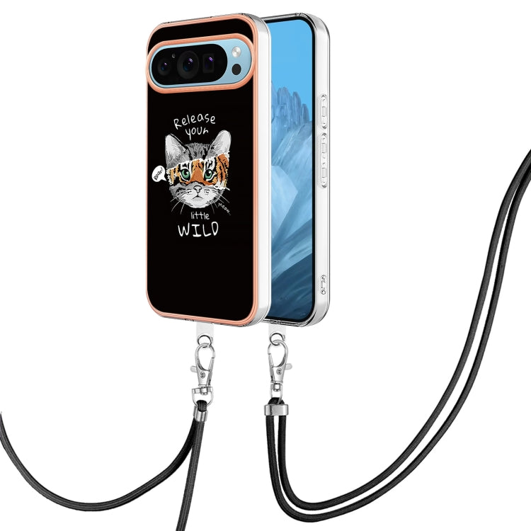 For Google Pixel 9 / 9 Pro Electroplating Dual-side IMD Phone Case with Lanyard(Natural Growth)
