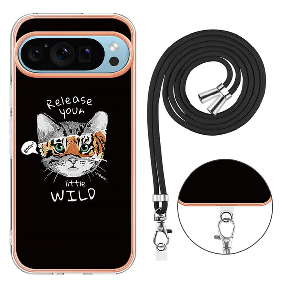 For Google Pixel 9 / 9 Pro Electroplating Dual-side IMD Phone Case with Lanyard(Natural Growth)