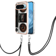 For Google Pixel 9 / 9 Pro Electroplating Dual-side IMD Phone Case with Lanyard(Retro Radio)