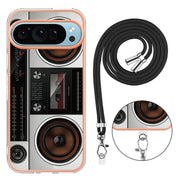 For Google Pixel 9 / 9 Pro Electroplating Dual-side IMD Phone Case with Lanyard(Retro Radio)