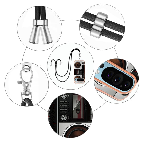 For Google Pixel 9 / 9 Pro Electroplating Dual-side IMD Phone Case with Lanyard(Retro Radio)