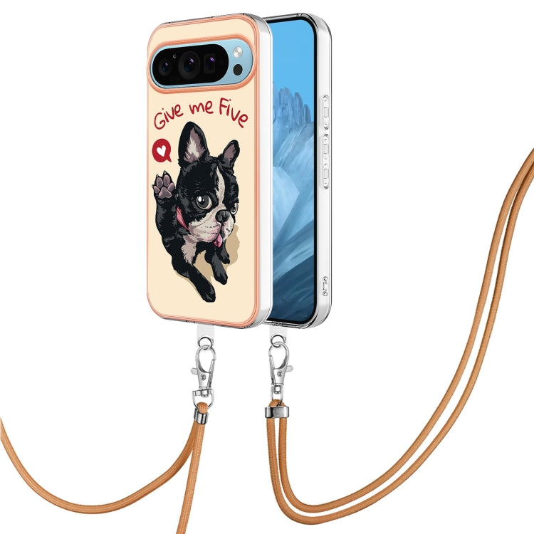 For Google Pixel 9 / 9 Pro Electroplating Dual-side IMD Phone Case with Lanyard(Lucky Dog)