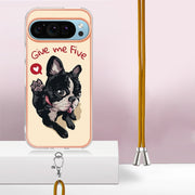 For Google Pixel 9 / 9 Pro Electroplating Dual-side IMD Phone Case with Lanyard(Lucky Dog)