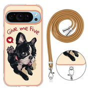 For Google Pixel 9 / 9 Pro Electroplating Dual-side IMD Phone Case with Lanyard(Lucky Dog)