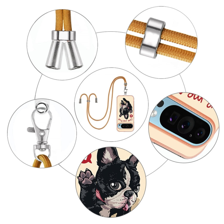 For Google Pixel 9 / 9 Pro Electroplating Dual-side IMD Phone Case with Lanyard(Lucky Dog)